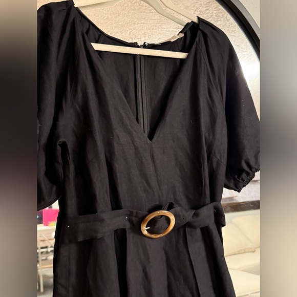 Loft Linen Blend Belted Puff Sleeve Dress - Picture 6 of 10